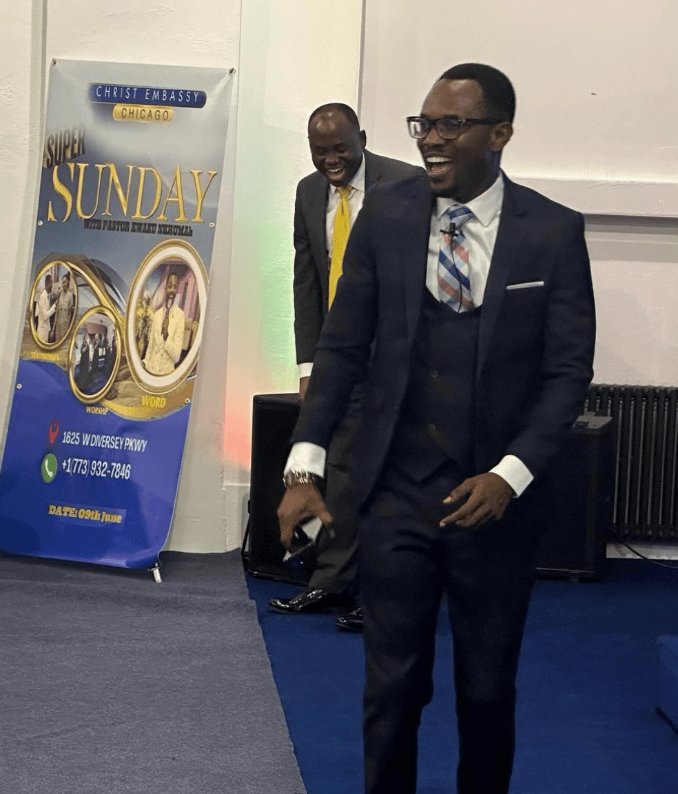 Fellowship and laughter during a service at Christ Embassy Chicago